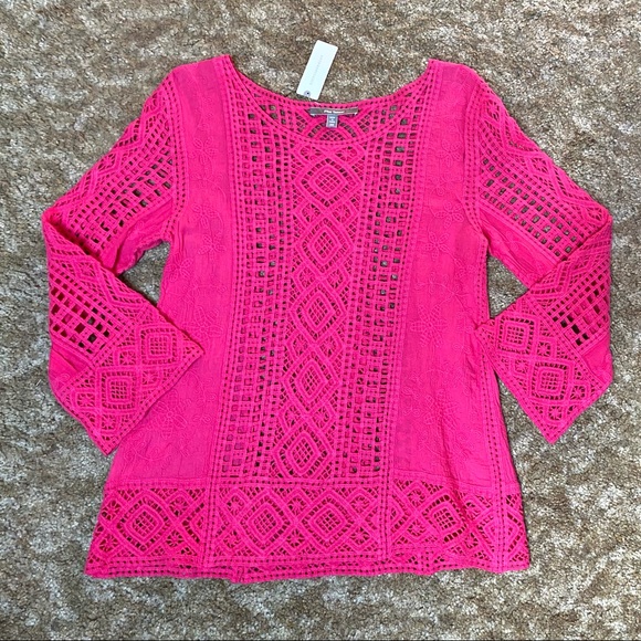 NWT Pink Shavonne Crochet Lace Top - Picture 14 of 14
